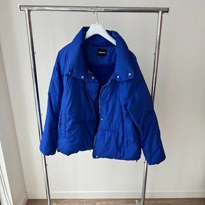 Express STUNNING Warm Blue Puffer Jacket, Lined With Faux Fur